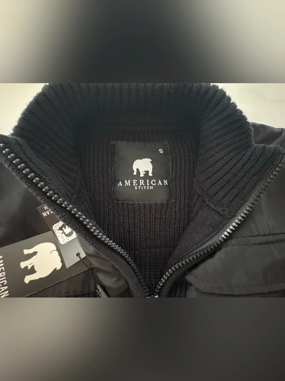 American Stitch Men’s Black Ribbed Half-Zip Sweater with Chest Flap Pocket